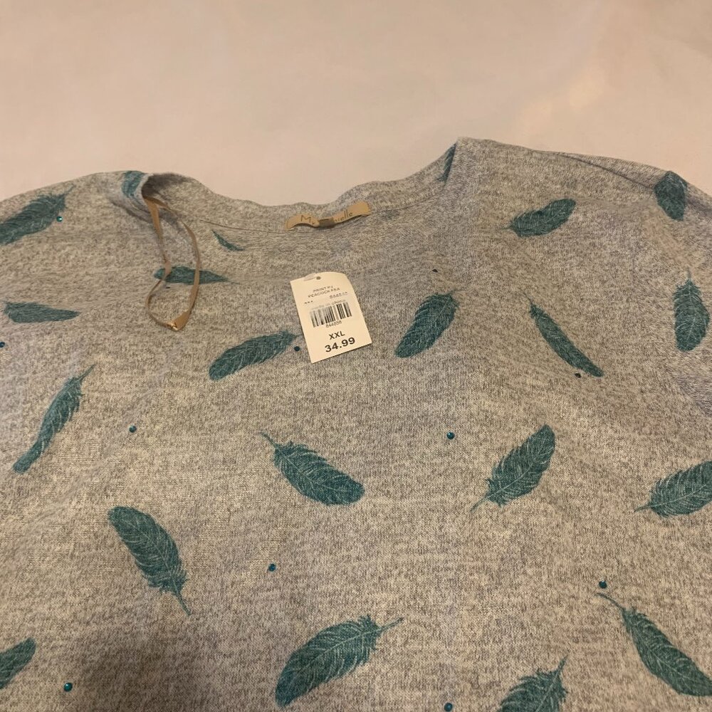 My Danielle pajama set/loungewear NWT XXL Peacock Feather, heather grey